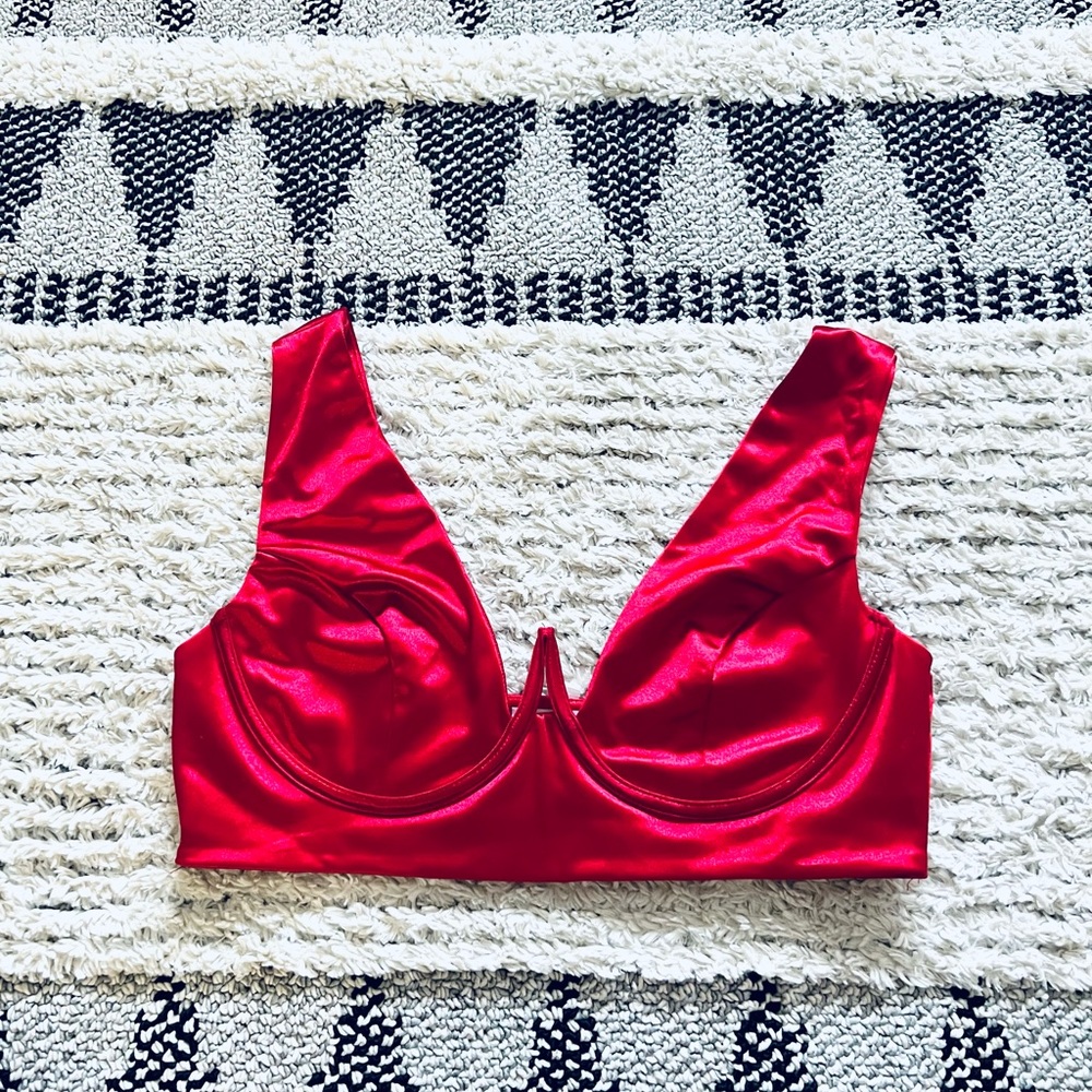 ATTACHED Red Underwire Crop Top NEW